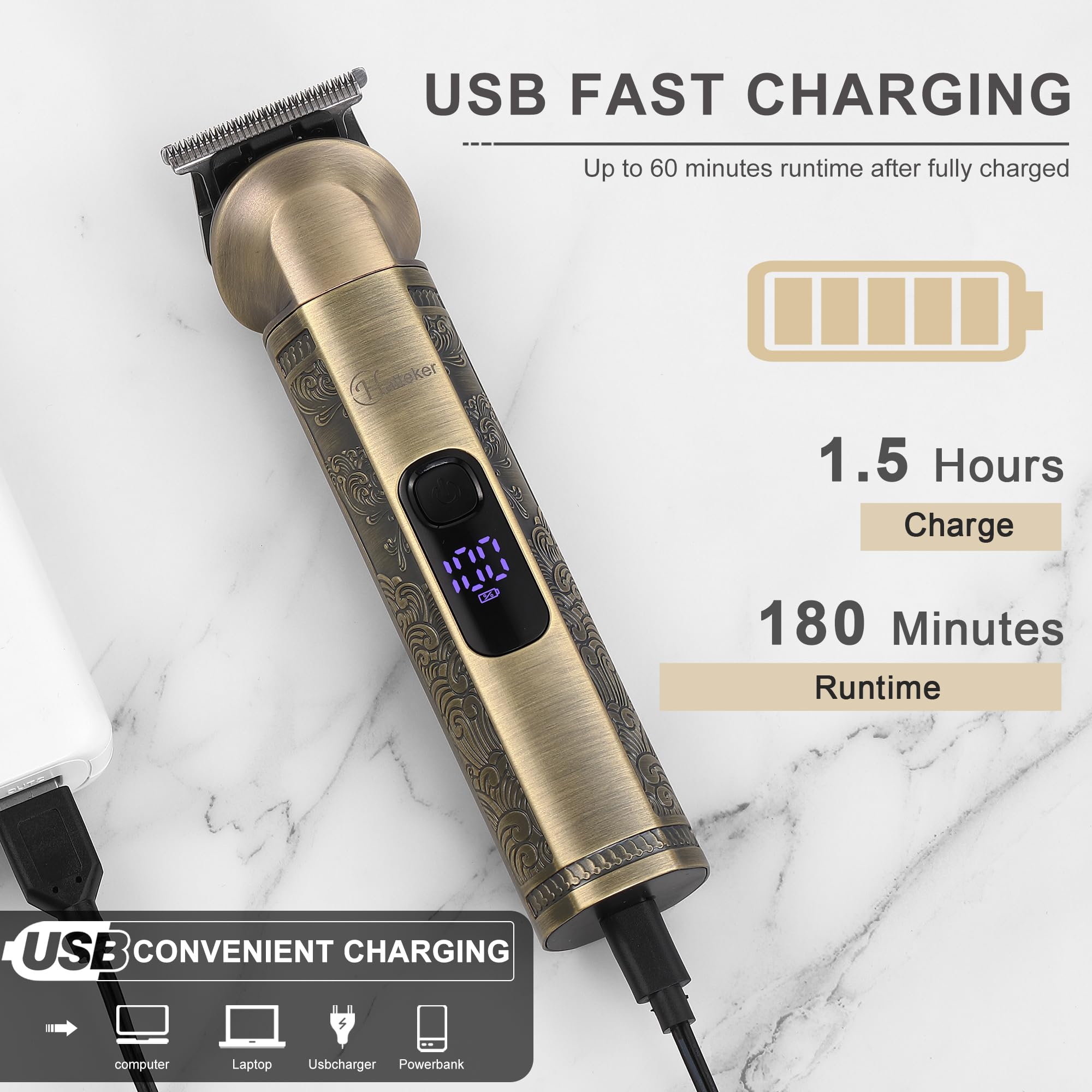 Foto 5 | Kit De Afeitado Eléctrico Hatteker 8 En 1, Recortadora De Barba, Hoja En T - Venta Internacional.