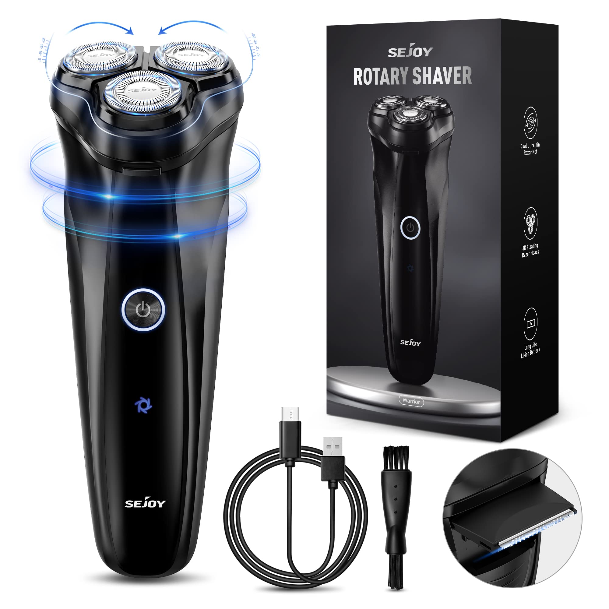 Afeitadora Eléctrica Sejoy 3d Rotary Shaver Para Hombre, Color Negro - Venta Internacional.