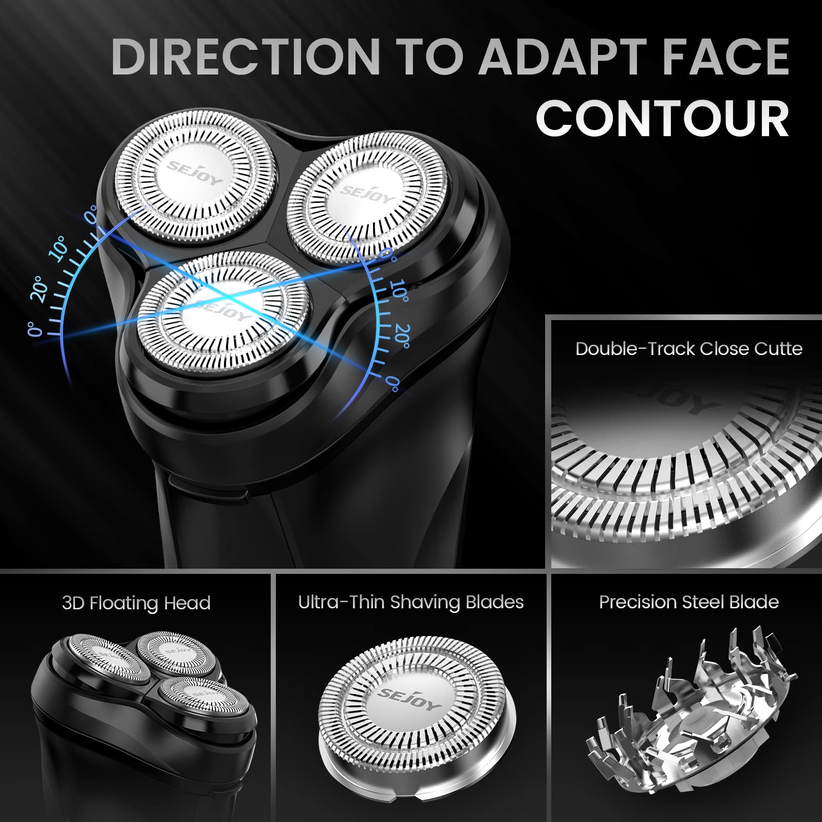 Foto 4 pulgar | Afeitadora Eléctrica Sejoy 3d Rotary Shaver Para Hombre, Color Negro - Venta Internacional.