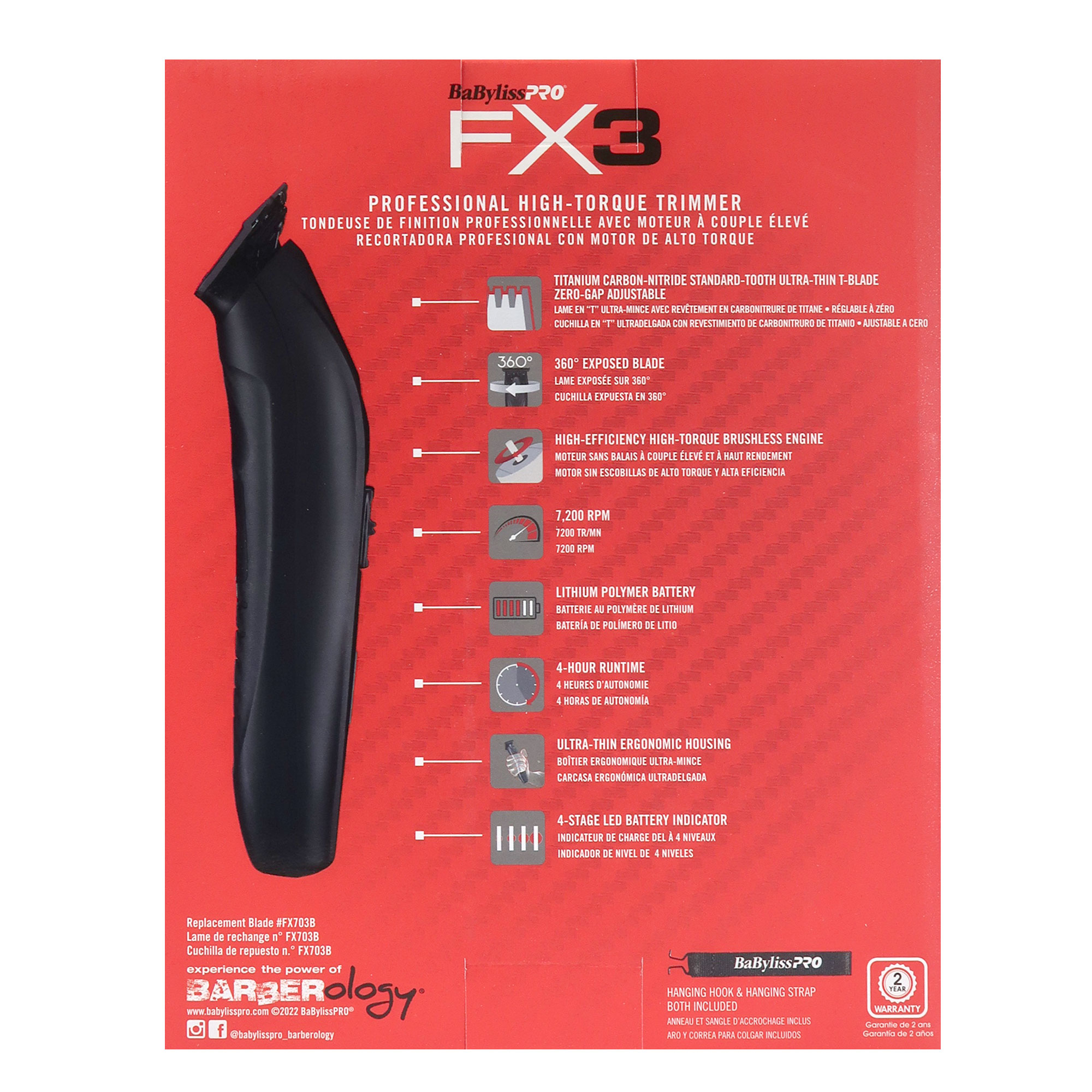 Foto 5 pulgar | Recortadora Babyliss Pro Fx3 De Alta Torsión Negra #fxx3tb Con Peine - Venta Internacional.