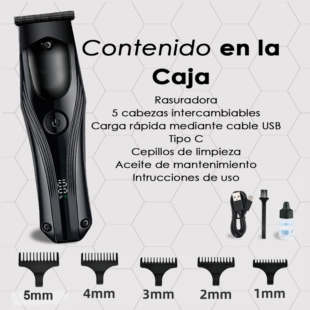Foto 8 pulgar | Máquina Rasuradora Profesional 5 En 1 Para Corte De Cabello, Barba Y Bigote Eléctrica Con Diseño Ergonómico Y Cable U