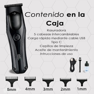 Foto 7 | Máquina Rasuradora Profesional 5 En 1 Para Corte De Cabello, Barba Y Bigote Eléctrica Con Diseño Ergonómico Y Cable U