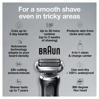 Foto 2 | Maquinilla De Afeitar Eléctrica Braun Series 7 7075cc Para Hombre A Prueba De Agua - Venta Internacional.