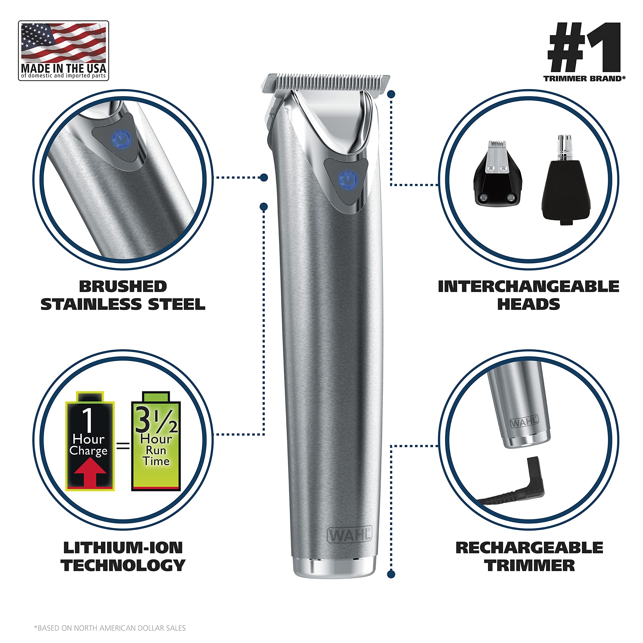 Foto 3 | Cortadora de Cabello Wahl Recargable-Venta Internacional