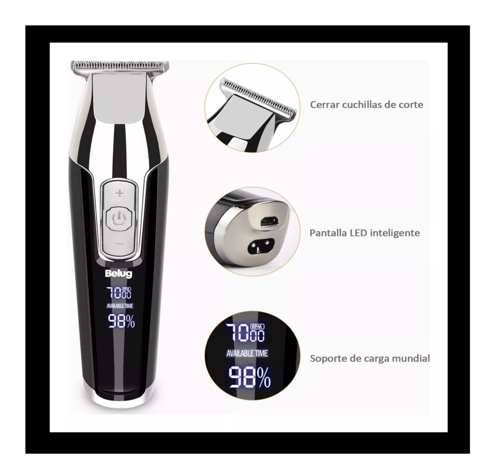 Foto 5 pulgar | Cortadoras De Cabello Perfiladora Máquinas De Cortar Cabello, Color Negro Belug