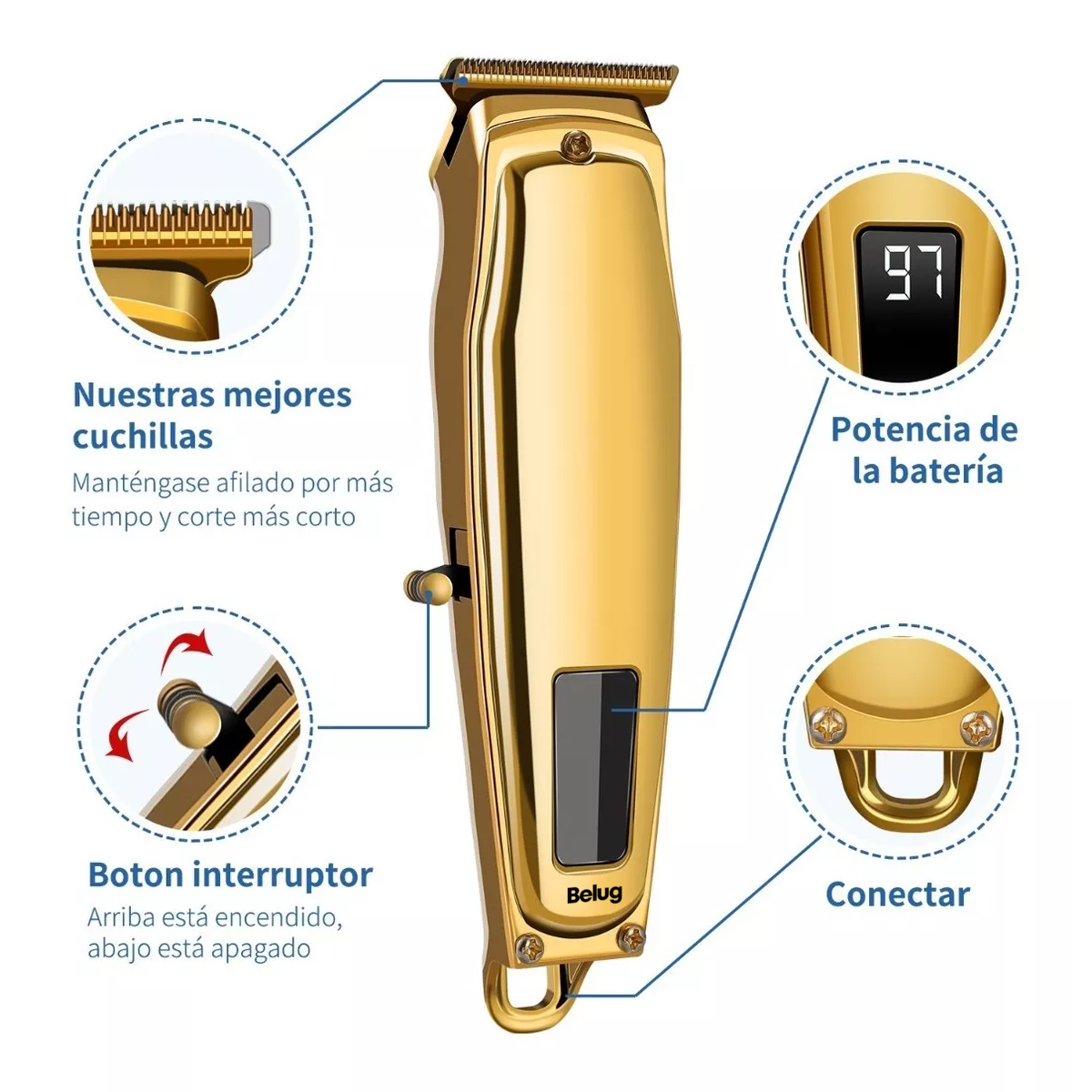 Foto 4 pulgar | Máquina Para Cortar Cabello Trimmer Rasuradoras, Dorado