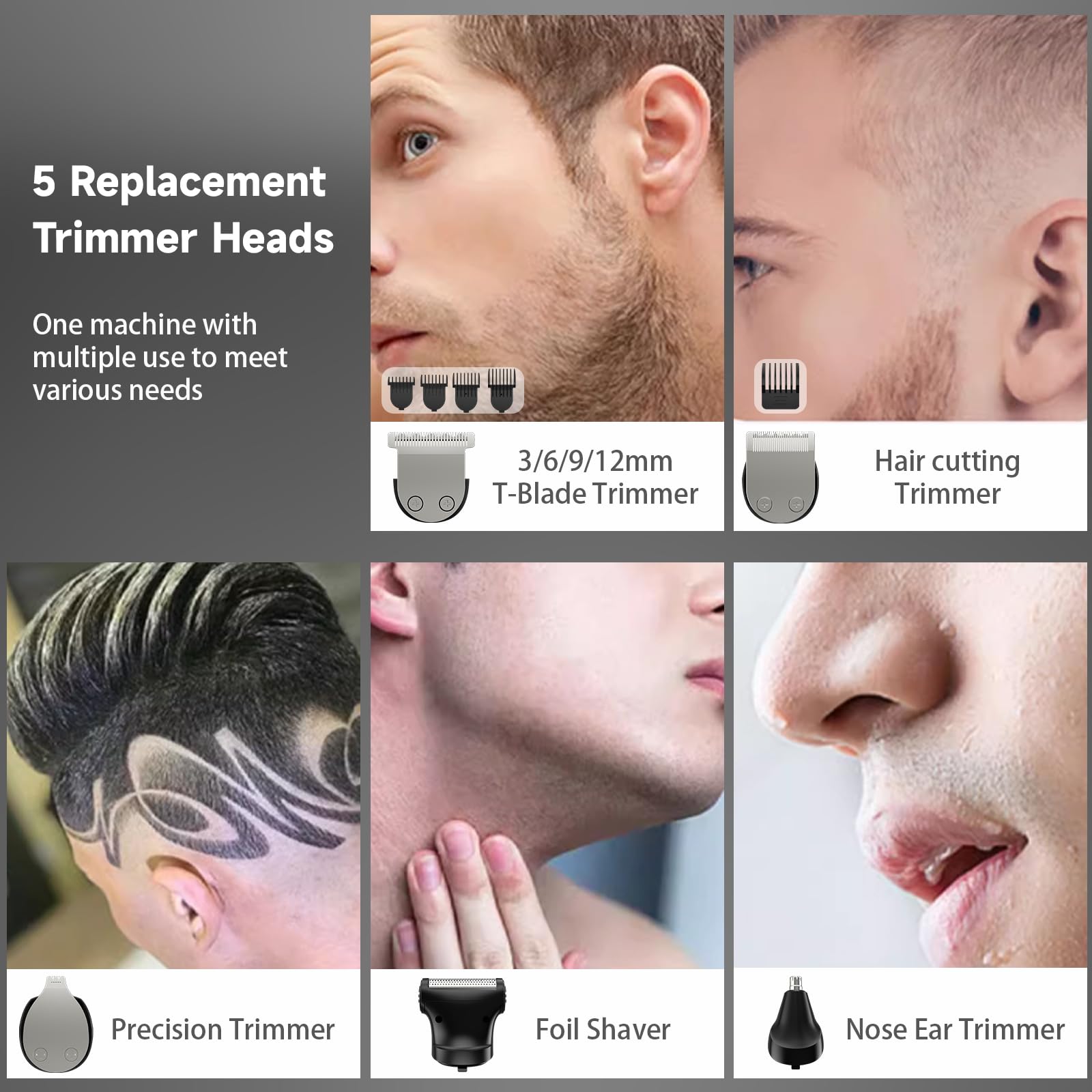 Foto 7 pulgar | Cortadora De Barba, Cortapelos, 5 En 1, Kit De Aseo Para Hombres, Color Gris - Venta Internacional.
