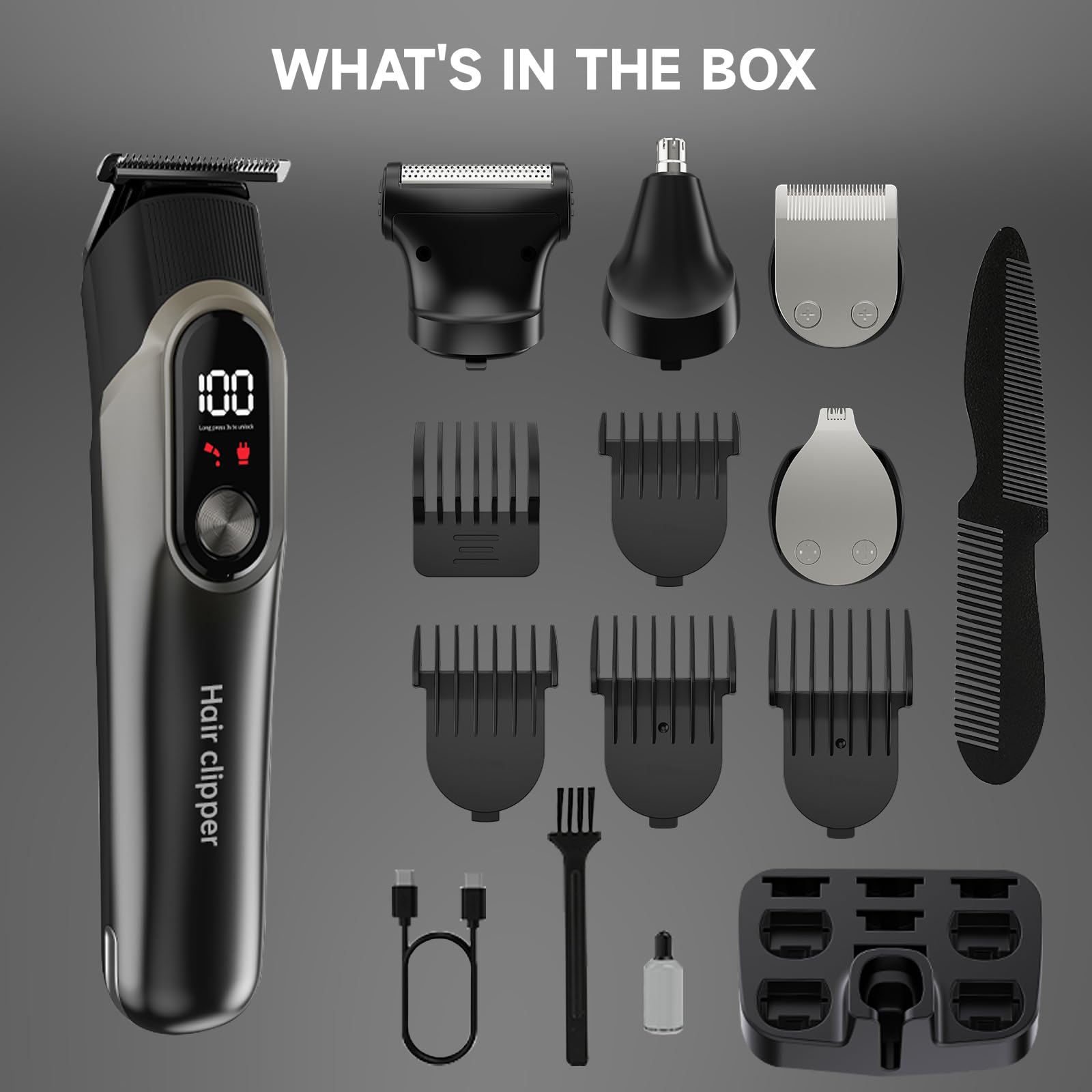 Foto 8 pulgar | Cortadora De Barba, Cortapelos, 5 En 1, Kit De Aseo Para Hombres, Color Gris - Venta Internacional.