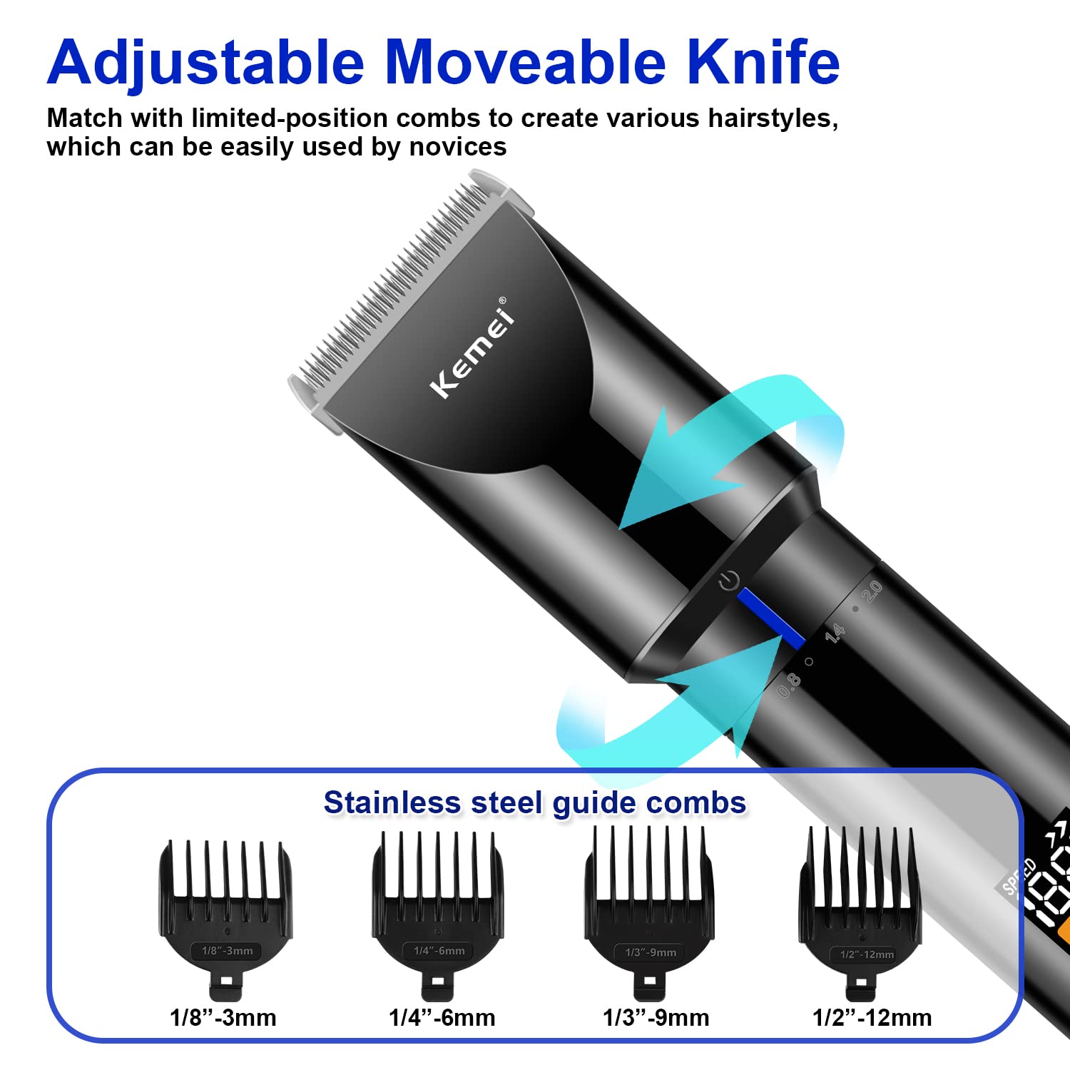 Foto 4 pulgar | Cortadora de Cabello Kemei Cuchilla Ajustable Inalámbrica Negra Km-3293 - Venta Internacional