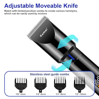 Foto 3 | Cortadora de Cabello Kemei Cuchilla Ajustable Inalámbrica Negra Km-3293 - Venta Internacional