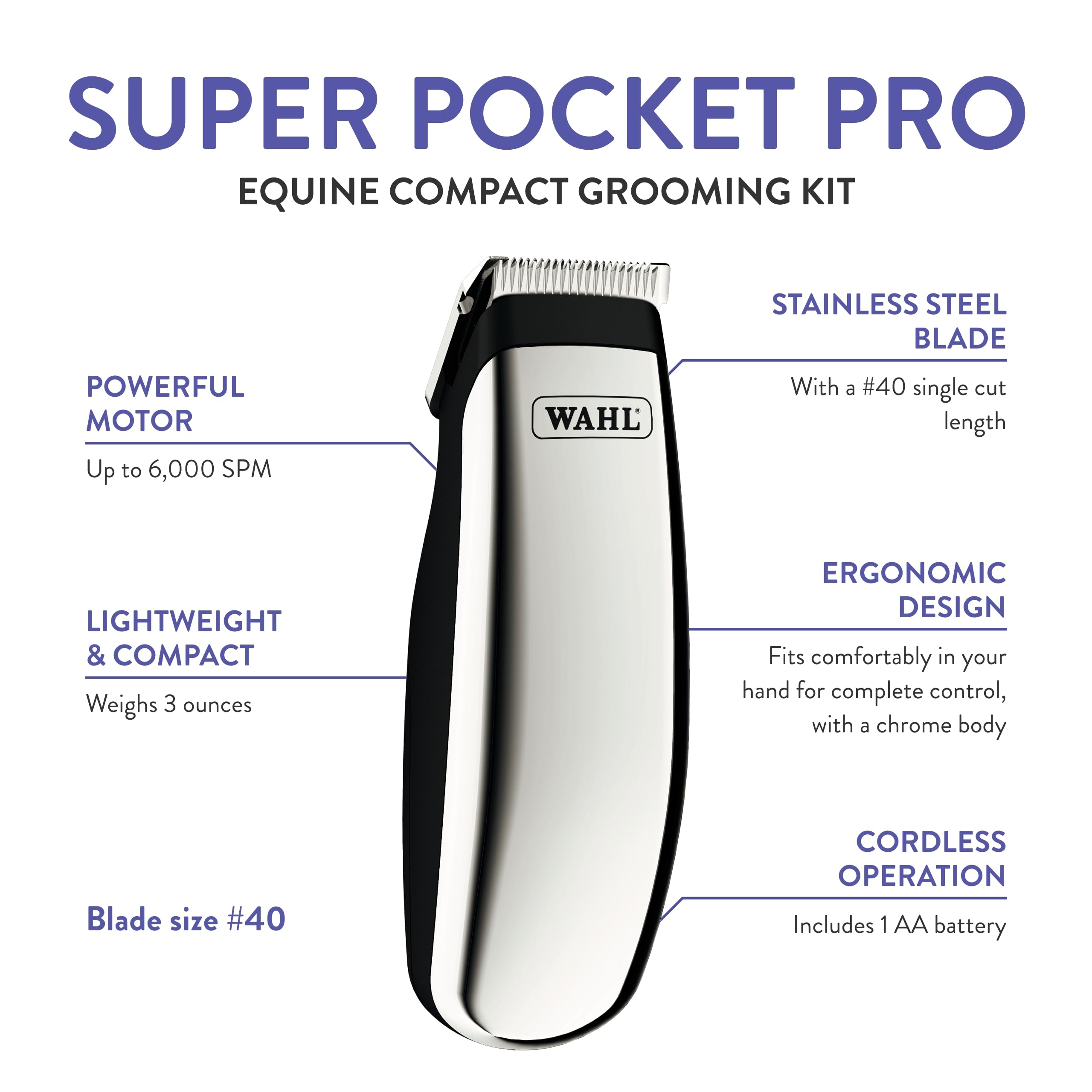 Foto 3 pulgar | Recortadora Wahl Professional Animal Equine Super Pocket Pro - Venta Internacional.