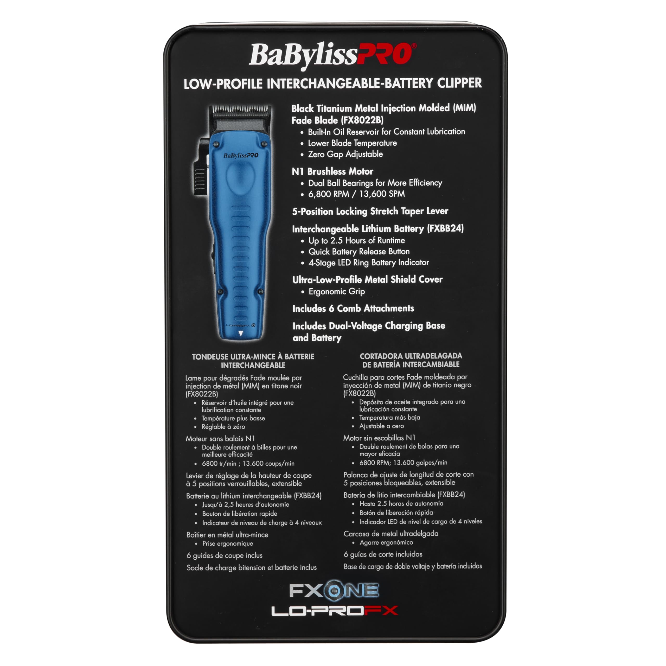 Foto 3 pulgar | Clipper Babylisspro  Fxone Lo-profx Edición Limitada En Negro Y Azul - Venta Internacional.