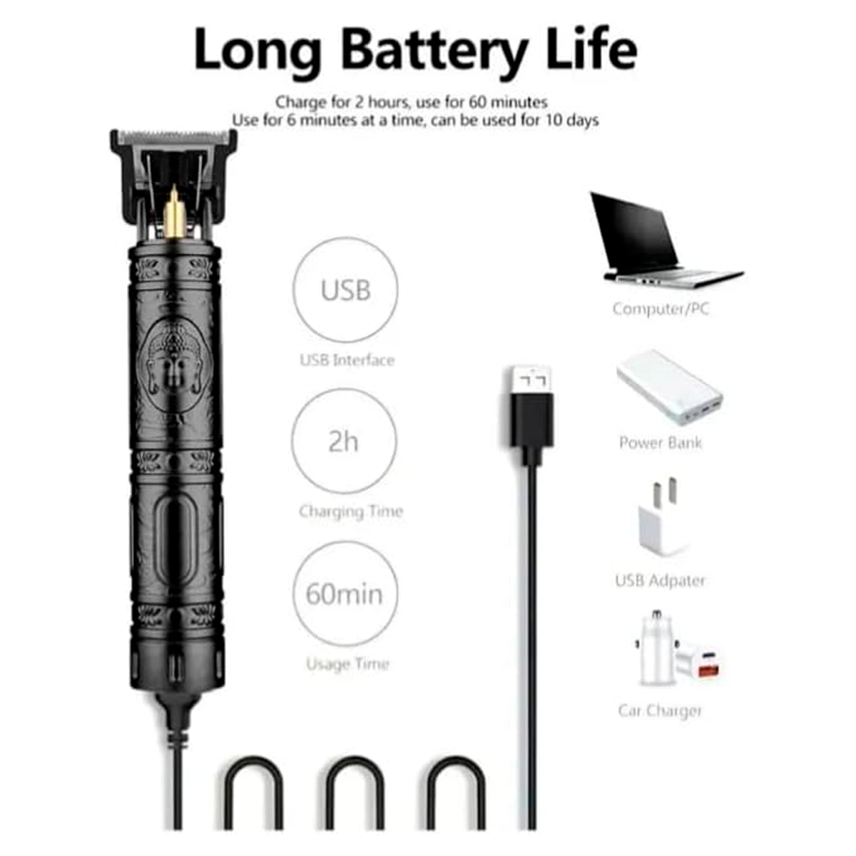 Foto 8 pulgar | Afeitadora Eléctrica Recargable – Precisión Y Comodidad En Cada Afeitado, Para Cabello Y Barba