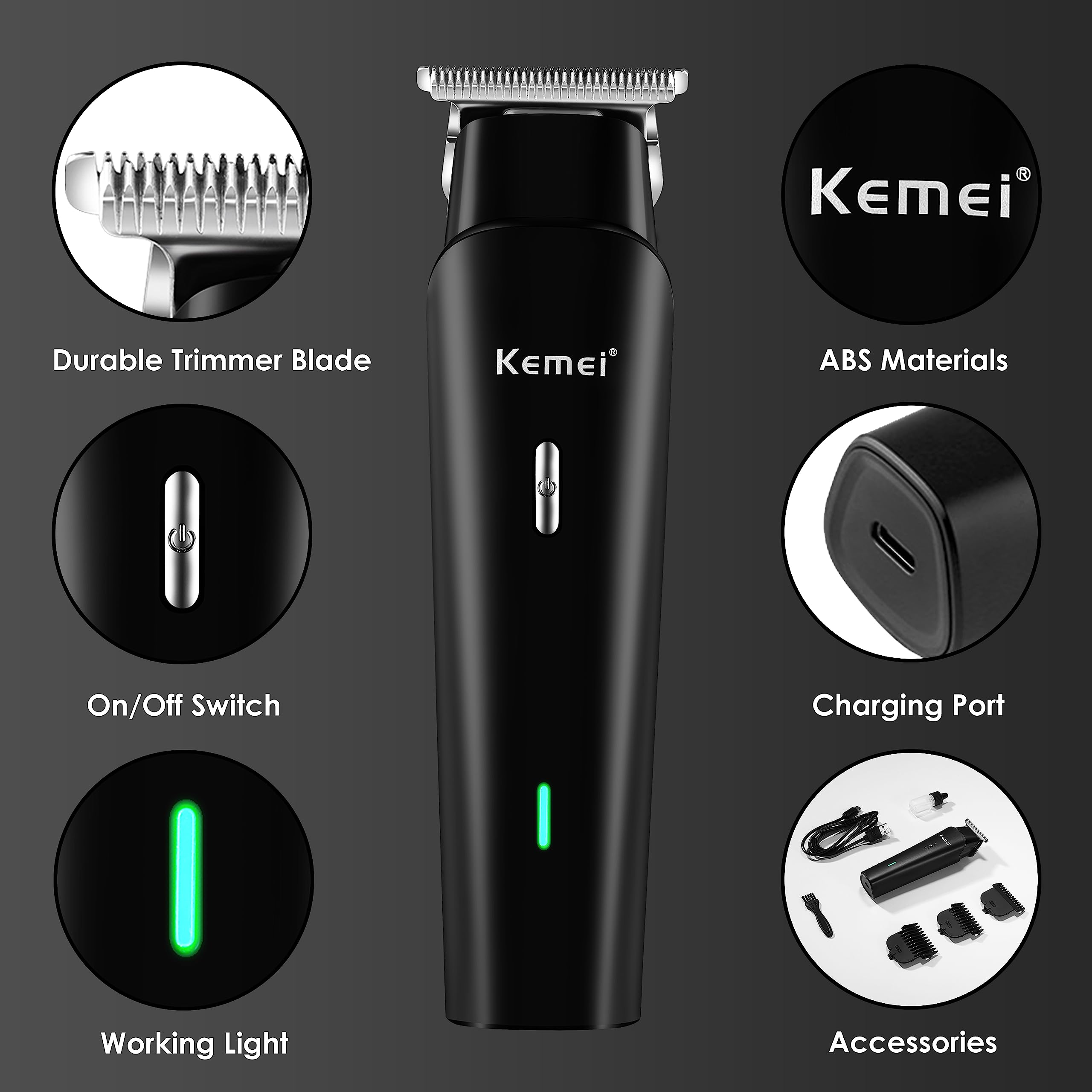 Foto 2 | Cortadora De Pelo Kemei Professional Para Hombre Con 4 Protectores De Corte - Venta Internacional.