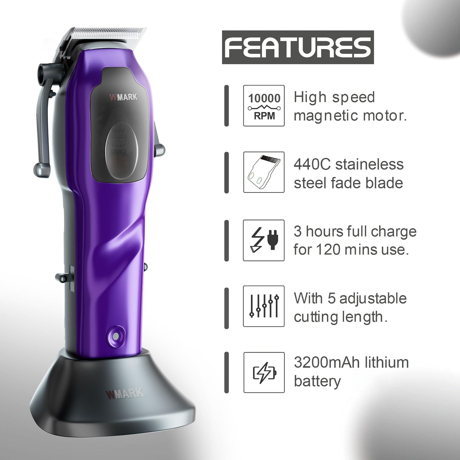Foto 3 | Cortapelos Wmark 2023 Ng-9003 Highspeed Con Soporte De Carga - Venta Internacional.