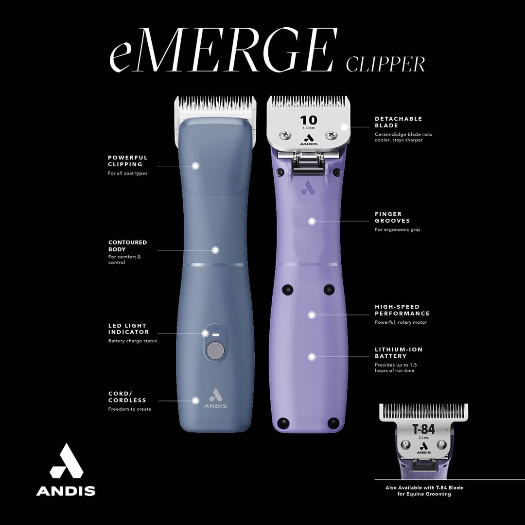 Foto 6 | Dog Clipper Andis Emerge Inalámbrico De Iones De Litio, Color Morado - Venta Internacional.