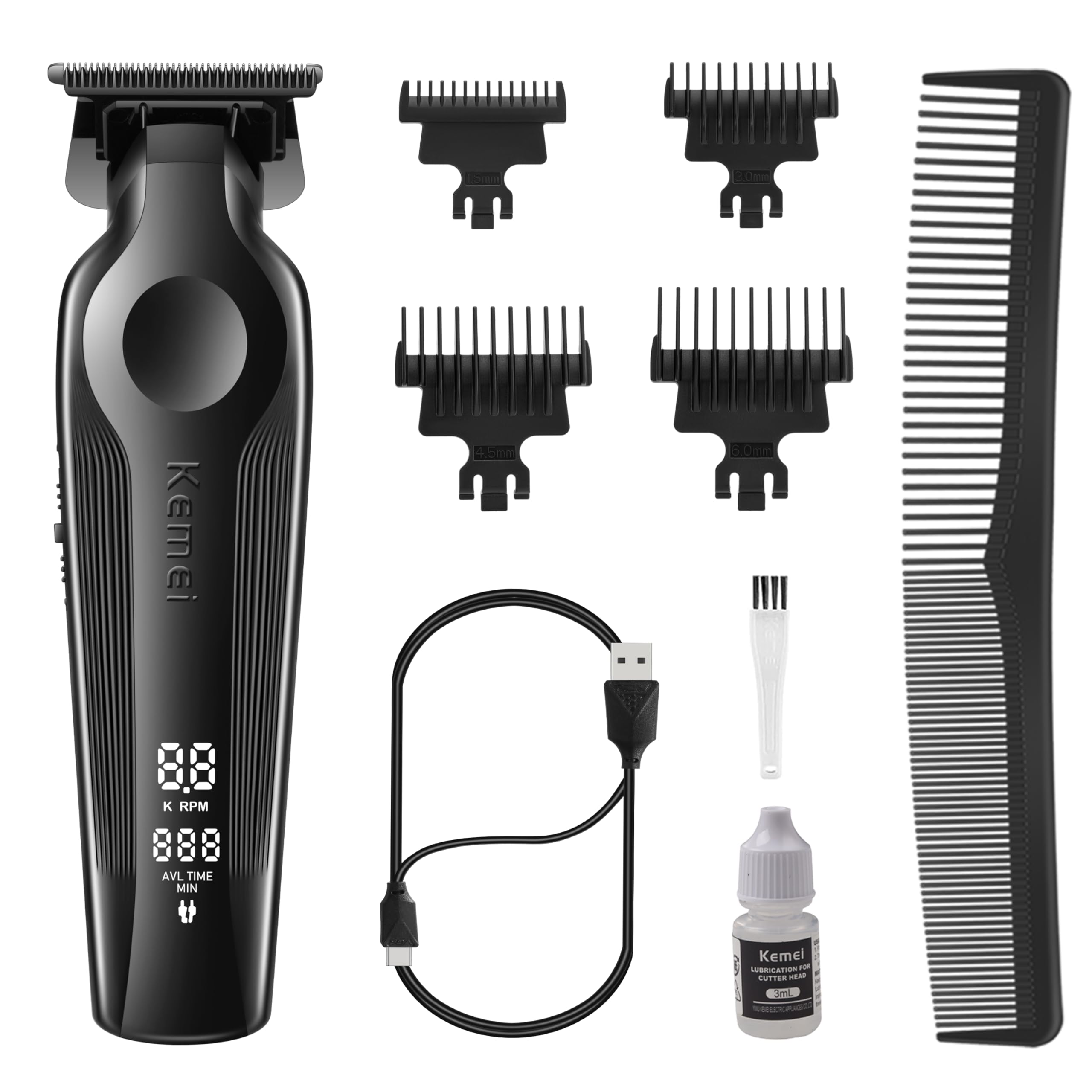 Foto 1 | Cortadora De Pelo Kemei 264 Zero Gapped Inalámbrica Con Cuchilla En T, Color Negro - Venta Internacional.