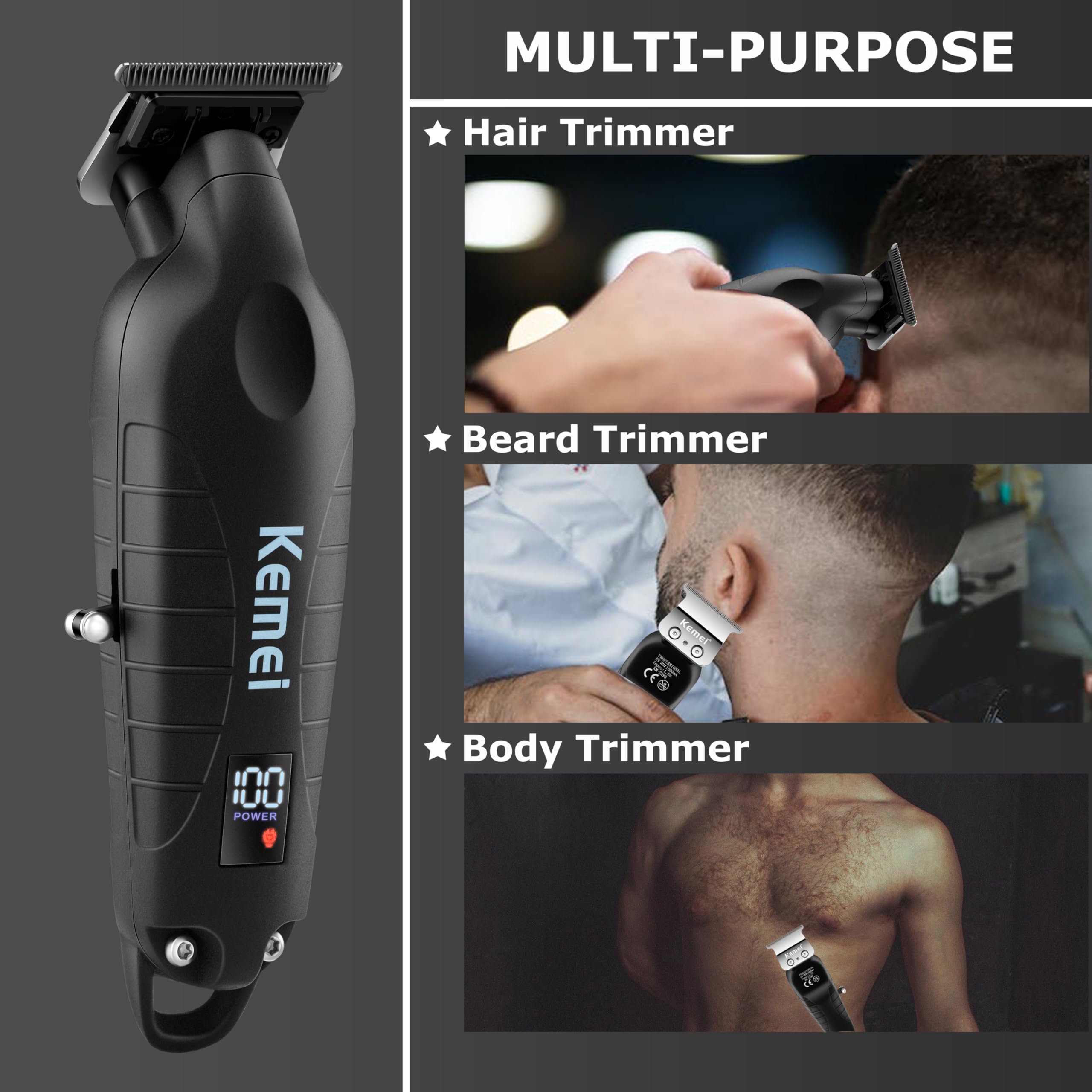 Foto 7 pulgar | Recortadora De Pelo Y Barba Kemei 2293 Para Hombre Con Cuchilla En T, Inalámbrica - Venta Internacional.