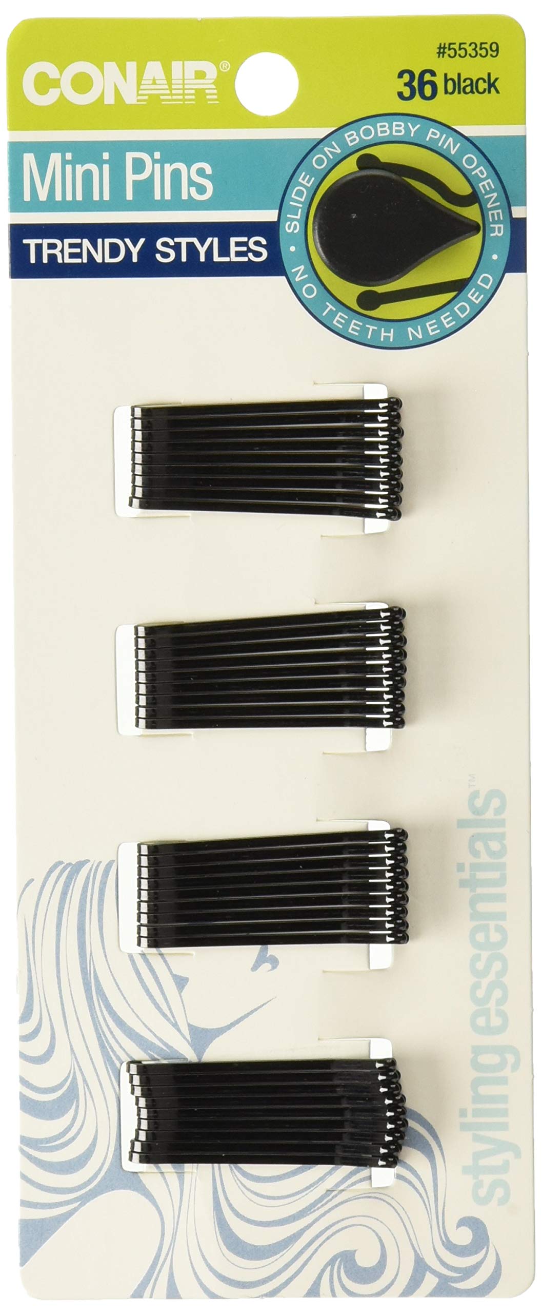 Mini Alfileres De Peluquería Conair Con Matte Black 36 Unidades - Venta Internacional.