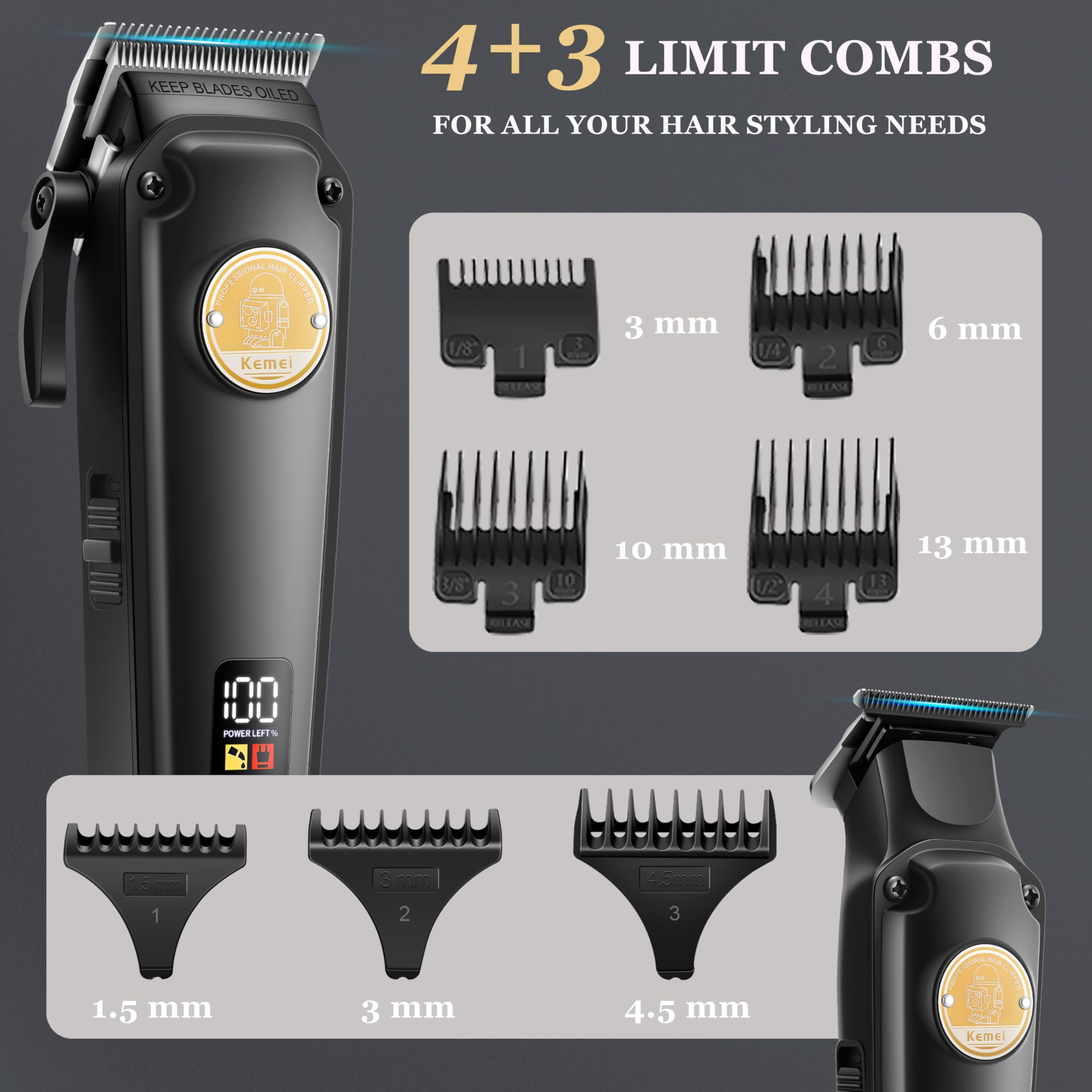 Foto 5 | Cortapelos Kemei 2372+2371 Para Hombre, Inalámbrico Y Recargable - Venta Internacional.
