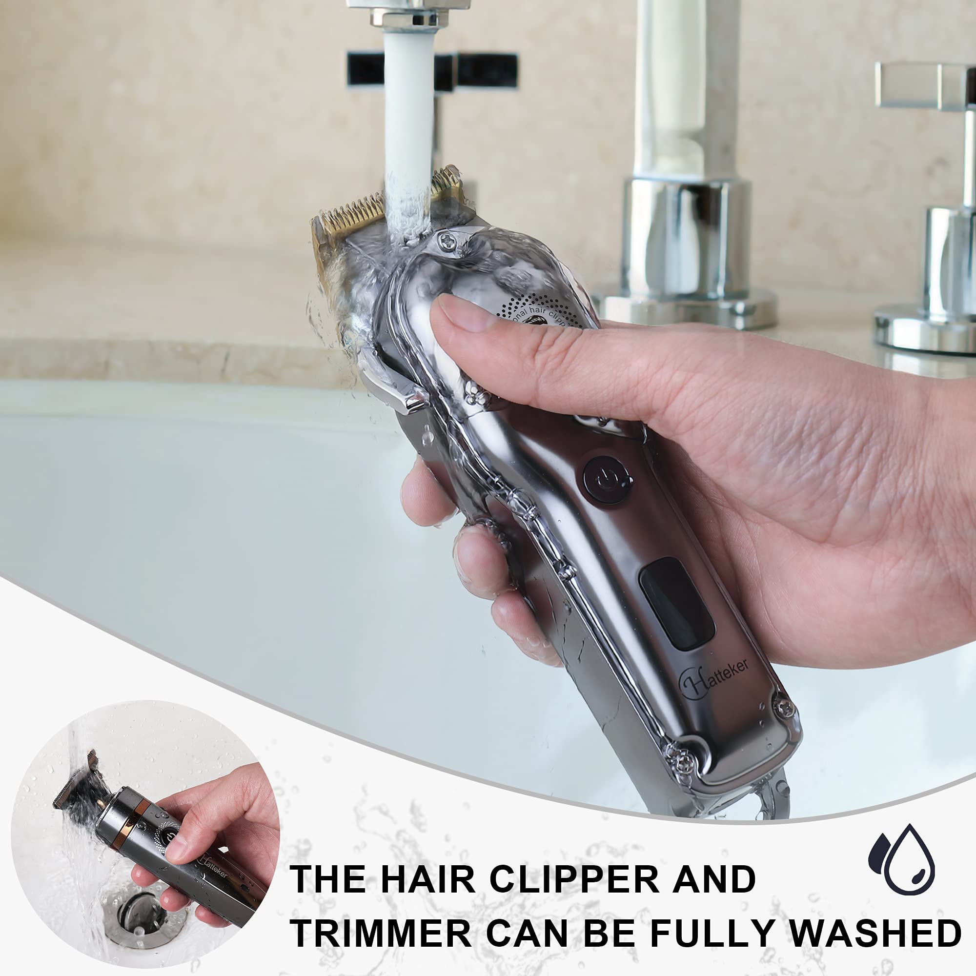 Foto 7 pulgar | Cortadora de Cabello Hatteker con Cuchilla en T Inalámbrico- Venta Internacional