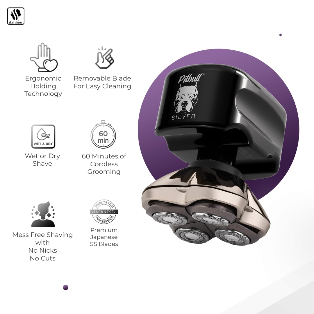 Foto 3 pulgar | Maquinilla De Afeitar Eléctrica Skull Shaver Pitbull Silver Pro Para Hombre - Venta Internacional.