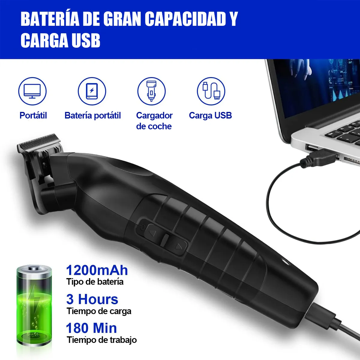 Foto 5 pulgar | Cortadora De Pelo Eléctrica  Inalámbrica Recargable Eo Safe Imports Esi-20172 Negro