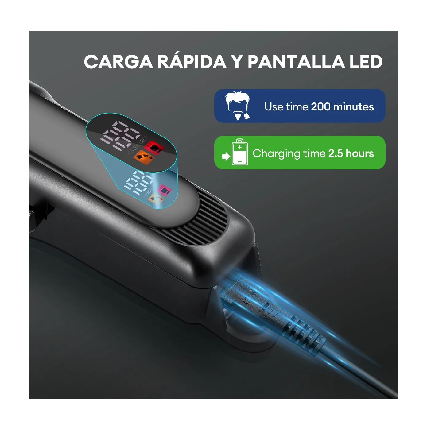 Foto 2 | Cortadora De Cabello Eléctrica Maquina Inalámbrica Negra