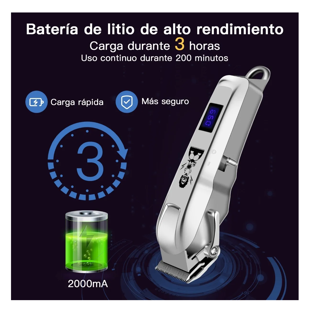 Foto 5 | Kit De Cortapelos Profesional Hombres Recortador Pelo Barba Plata