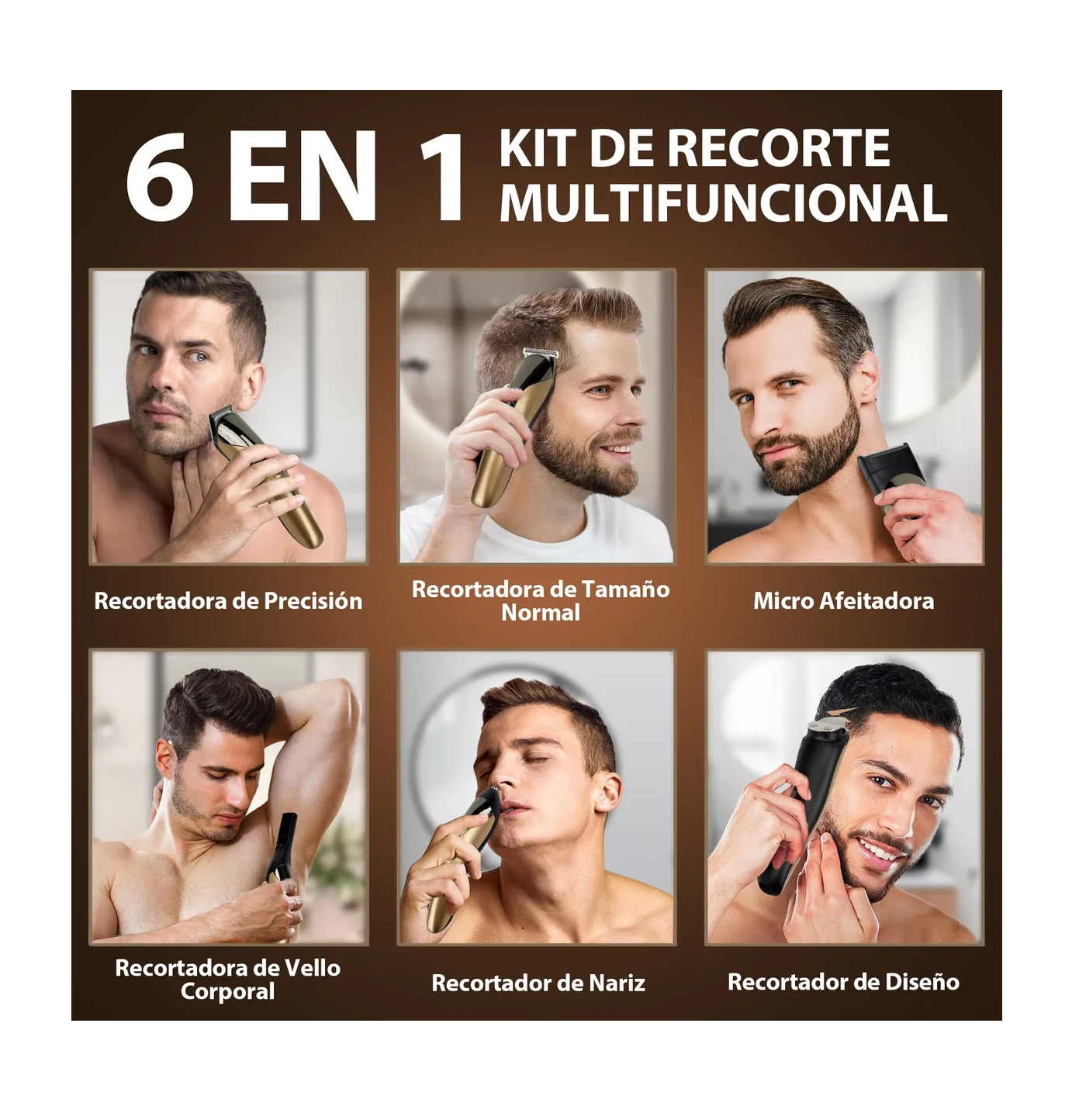 Foto 2 | Maquina Para Cortar Cabello Rasuradora Eléctrica Barba Nariz Dorado
