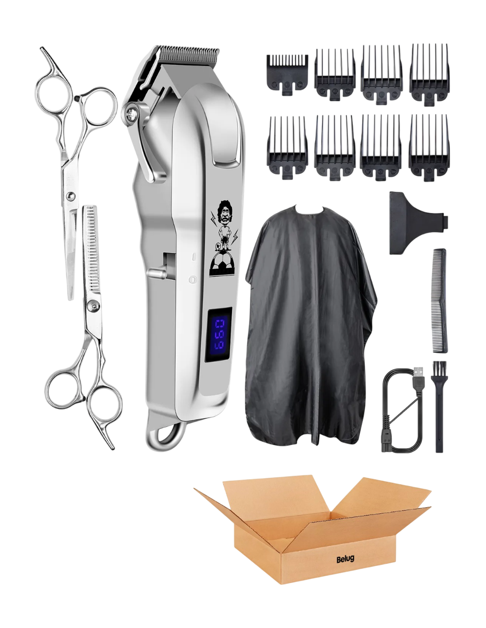 Foto 2 pulgar | Kit De Cortapelos Profesional Hombres Recortador Pelo Barba Plata