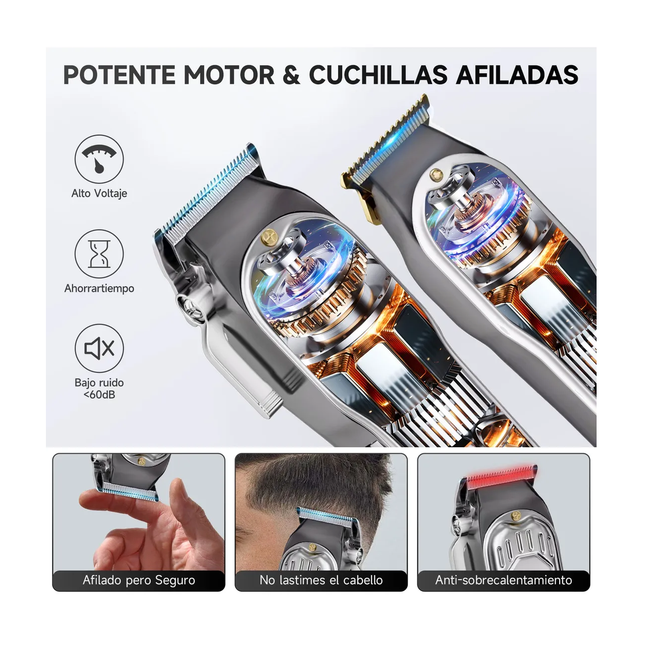 Foto 6 pulgar | Cortadoras De Cabello Metálico Kit De Máquina De Cortar Pelo