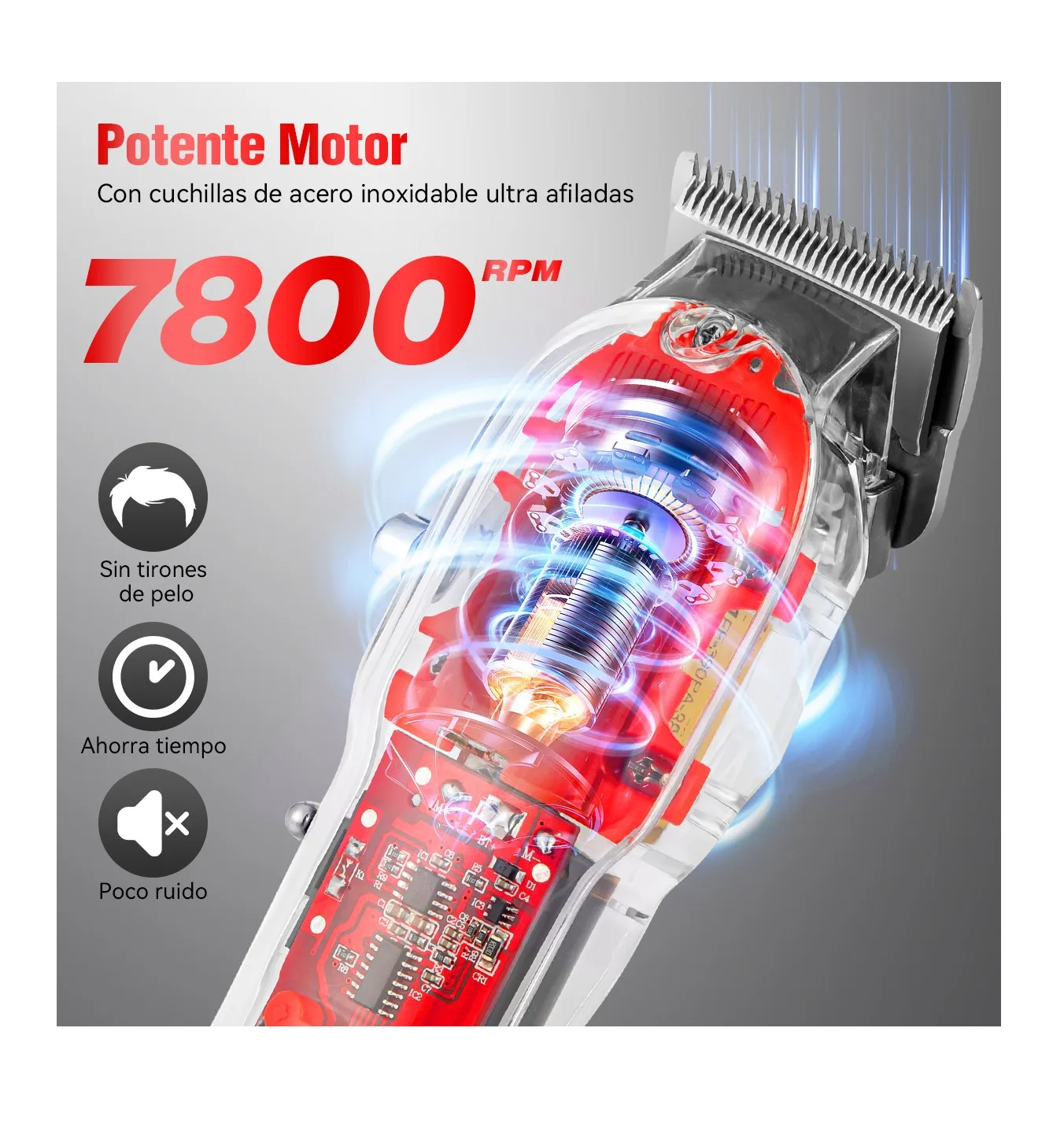Foto 3 pulgar | Cortadora De Pelo Profesional Máquina Para Cortar Cabello Rojas