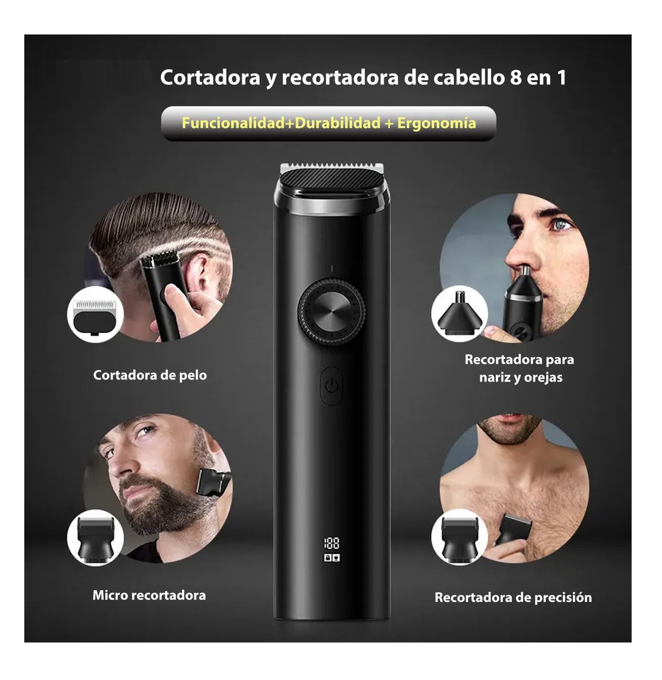 Foto 5 pulgar | Cortadora De Cabello Eléctrica Para Barba 8 En 1 Pelo De Nariz Negro