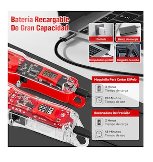 Foto 4 | Cortadora De Pelo Profesional Máquina Para Cortar Cabello Rojas