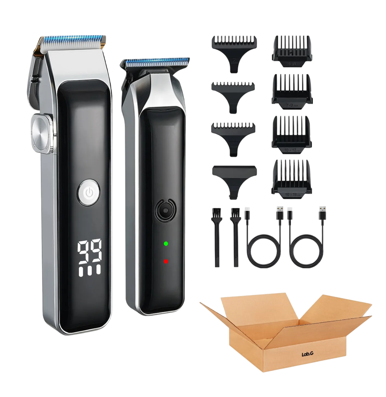 Foto 1 | Maquina Para Cortar Cabello Cortadora De Pelo Kit Profesional Inalambrica Completo Plata Negro
