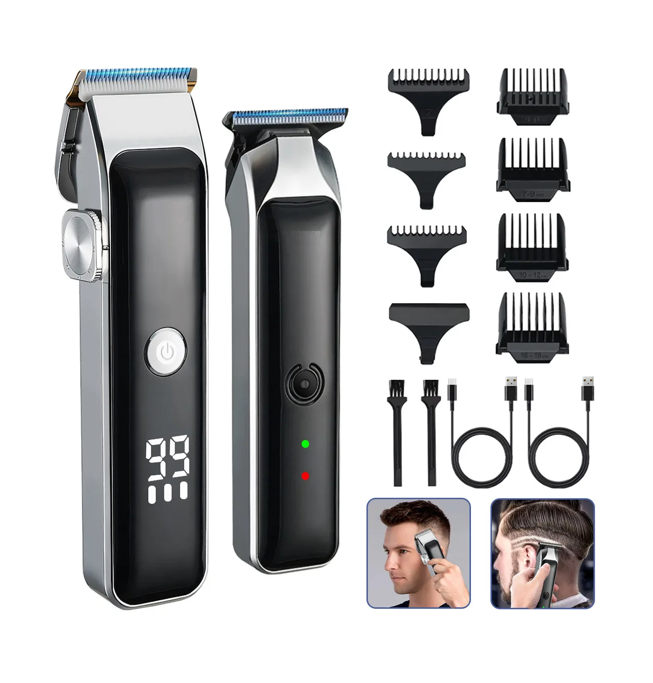 Foto 3 pulgar | Maquina Para Cortar Cabello Cortadora De Pelo Kit Profesional Inalambrica Completo Plata Negro