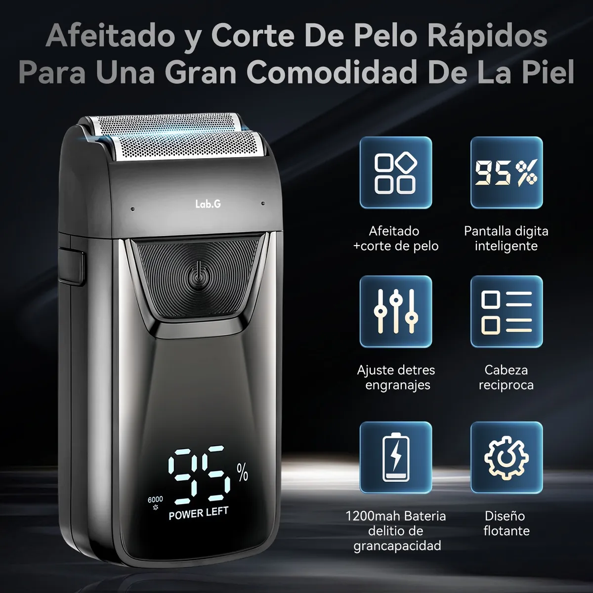 Foto 3 pulgar | Rasuradora Eléctrica Recargable Afeitadora Para Barba Negra