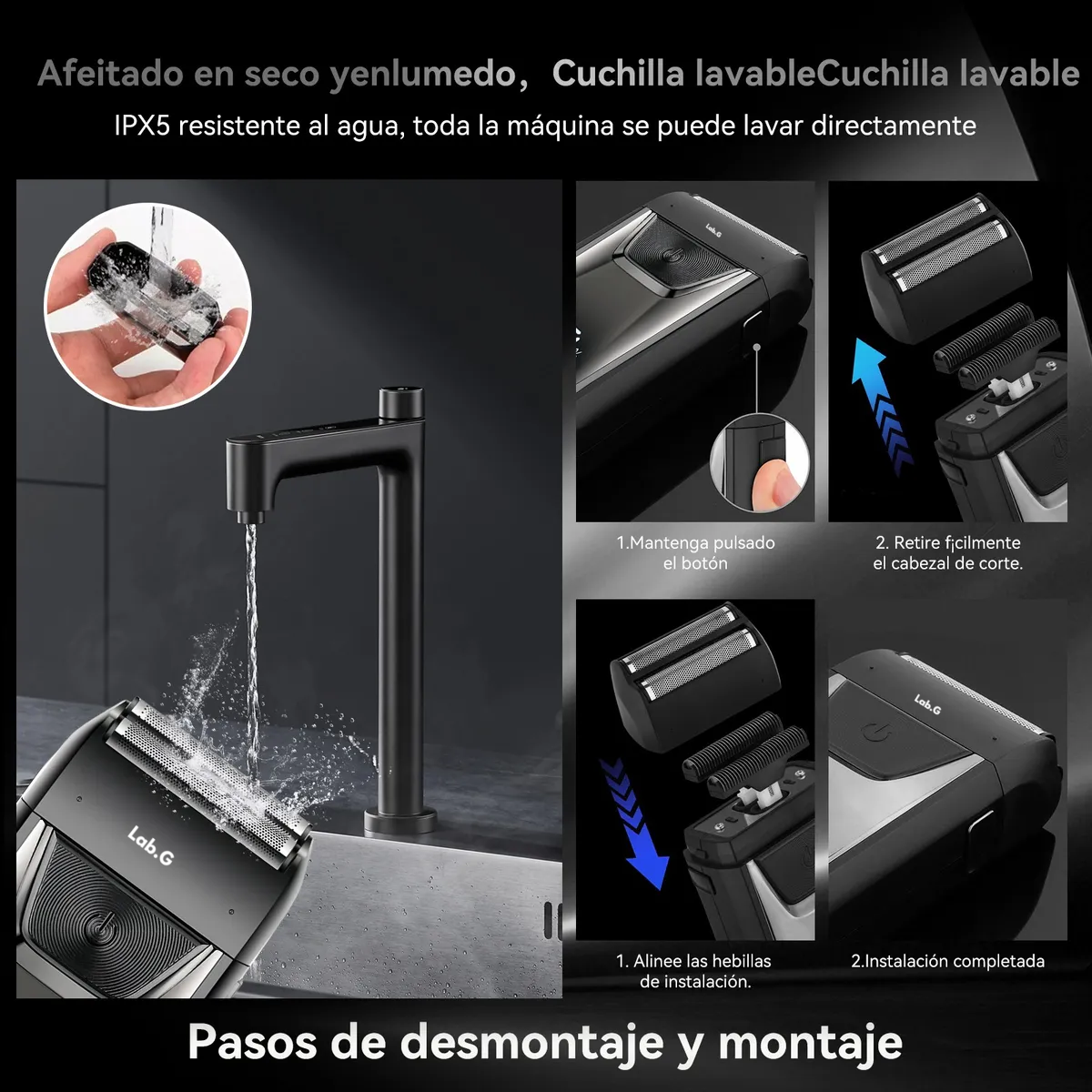 Foto 4 pulgar | Rasuradora Eléctrica Recargable Afeitadora Para Barba Negra