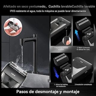 Foto 3 | Rasuradora Eléctrica Recargable Afeitadora Para Barba Negra