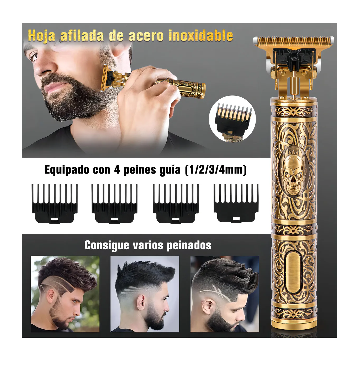 Foto 5 pulgar | Rasuradora Eléctrica Afeitadora Recargable Cortadora de Pelo 2 en 1