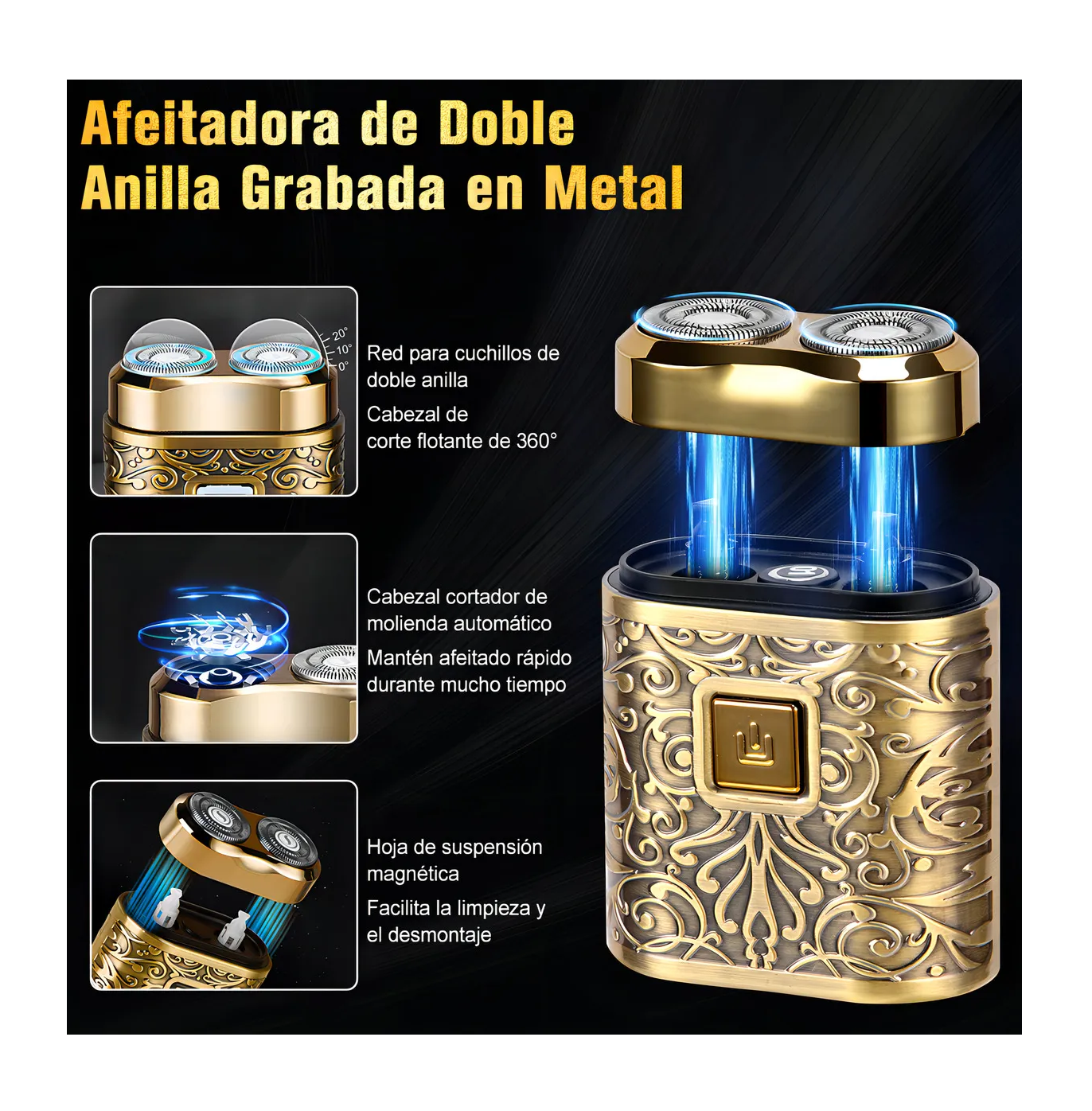 Foto 4 pulgar | Máquina para Cortar Cabello Recargable Belug Dorada con 6 Peines Guía