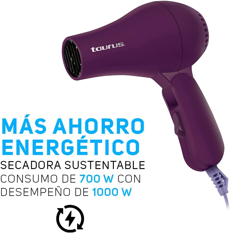 Foto 5 pulgar | Secadora de Cabello Taurus Juliet color Púrpura 700 W Potente de Viaje