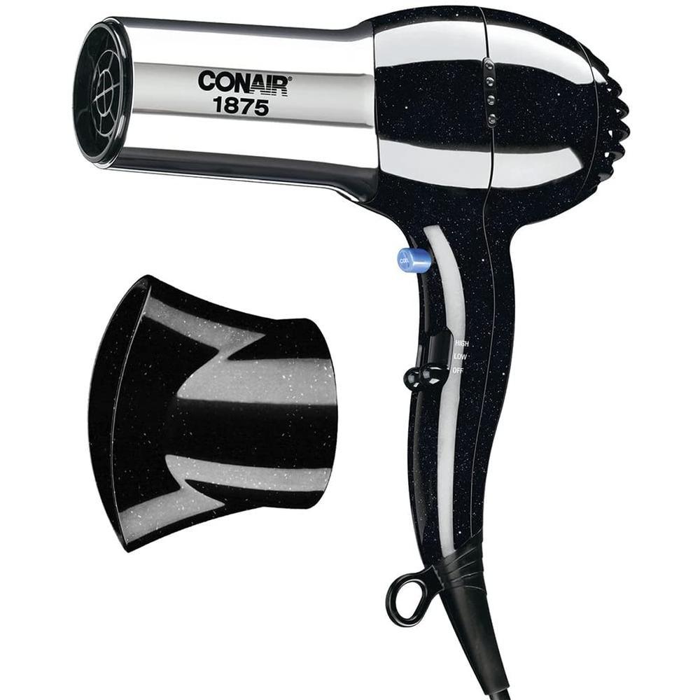 Secadora de Cabello Conair 256BES color Negro Turbo Iones Cromada Anti Friz Ligera