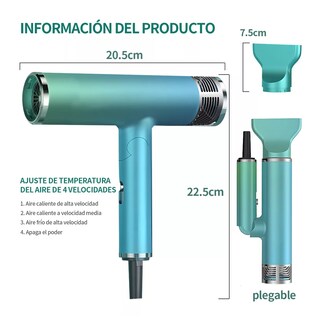 Foto 3 | Secadora De Cabello Profesional Plegable Portátil 1200w, Verde