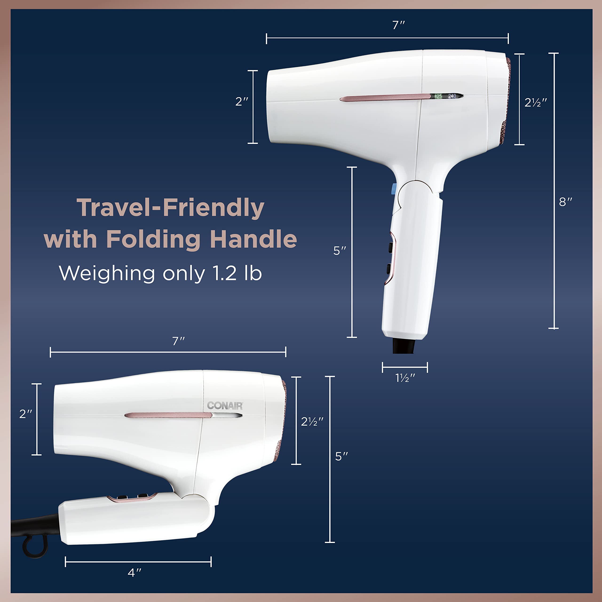 Foto 7 pulgar | Secador de Pelo de Viaje Conair 1875 Watt Worldwide con Tecnología de Voltaje Inteligente y Mango Plegable