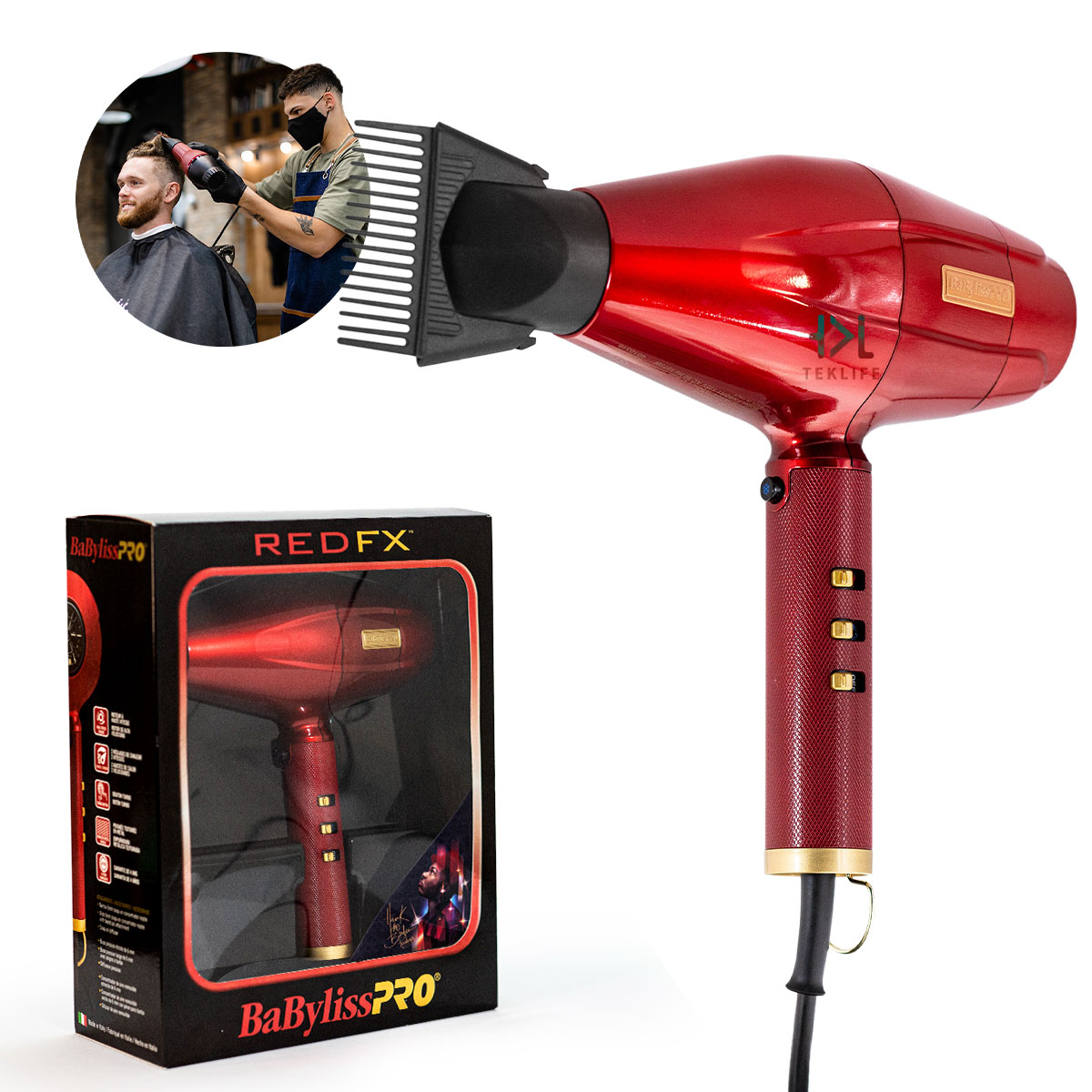 Foto 2 pulgar | Secadora Profesional BaBylissPRO Roja Redfx Turbo para Cabello