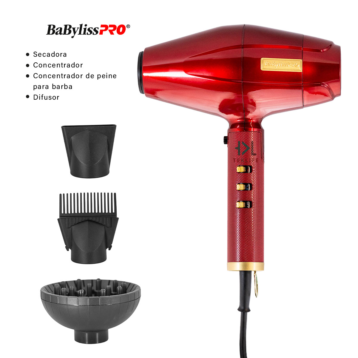 Foto 3 pulgar | Secadora Profesional BaBylissPRO Roja Redfx Turbo para Cabello