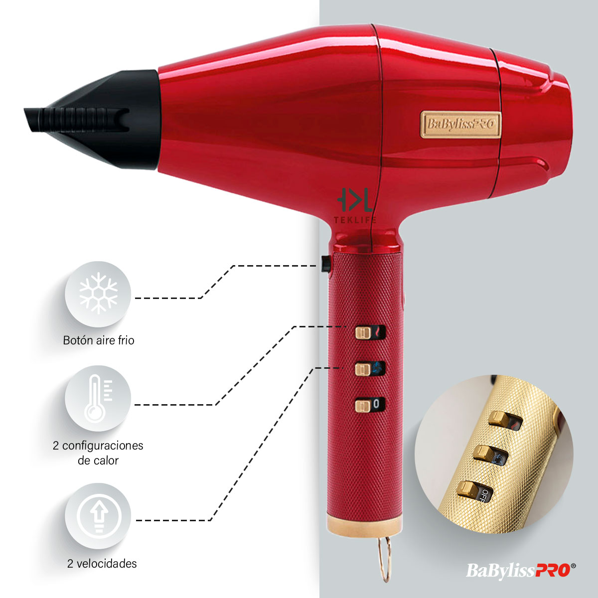 Foto 5 pulgar | Secadora Profesional BaBylissPRO Roja Redfx Turbo para Cabello