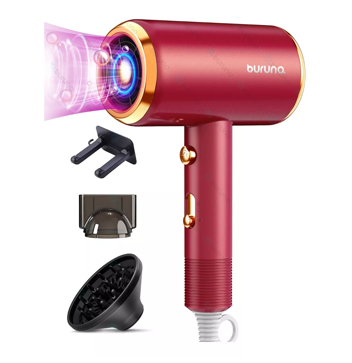 Secadora para Cabello Buruna con Difusor 2000 w Roja